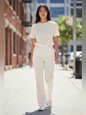 Haven Well Within Ivory Pull-On Ankle Pants Medium Stretch Cotton